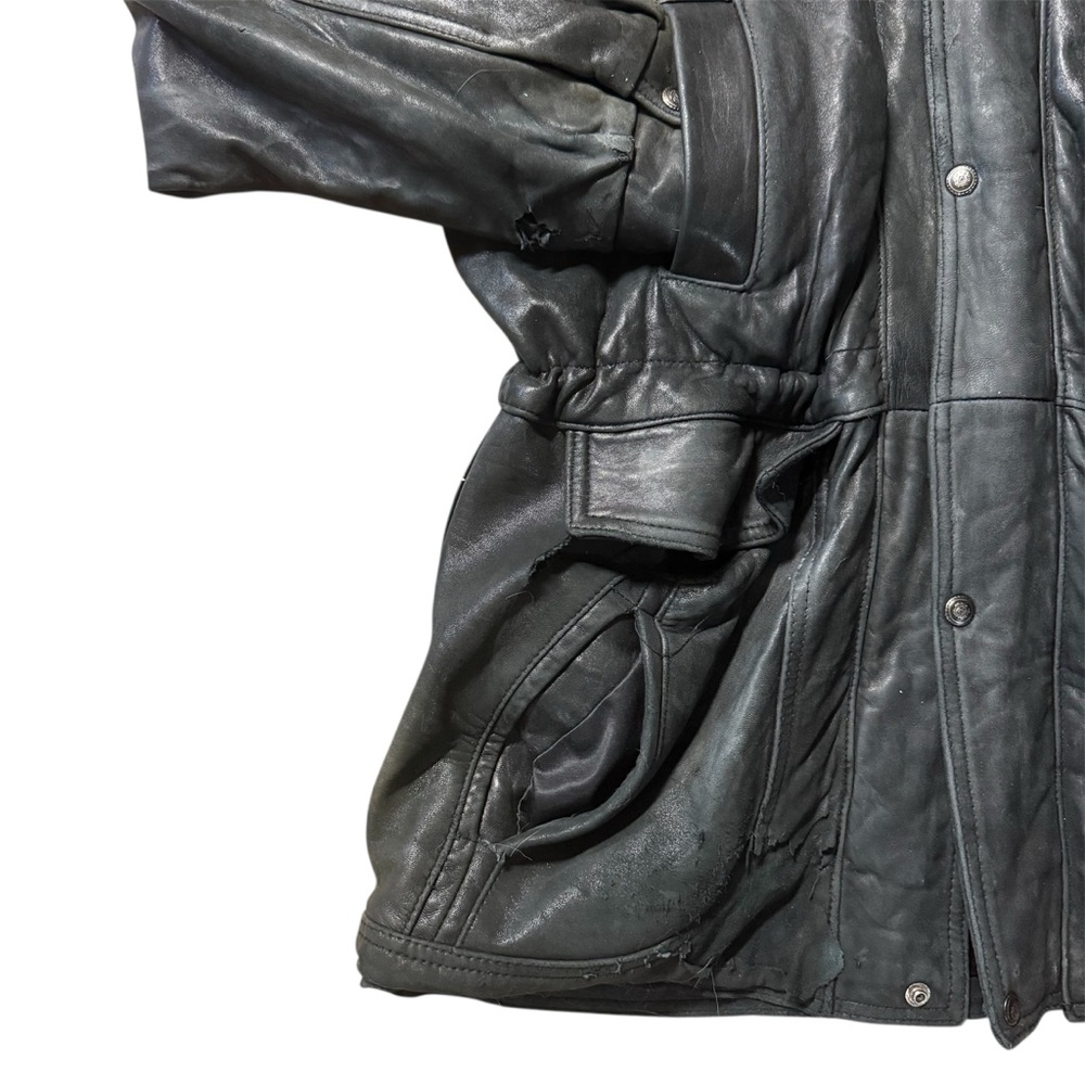 Women's Classic Black Leather Jacket Vintage 80s Made In Canada - Picture 2 of 10